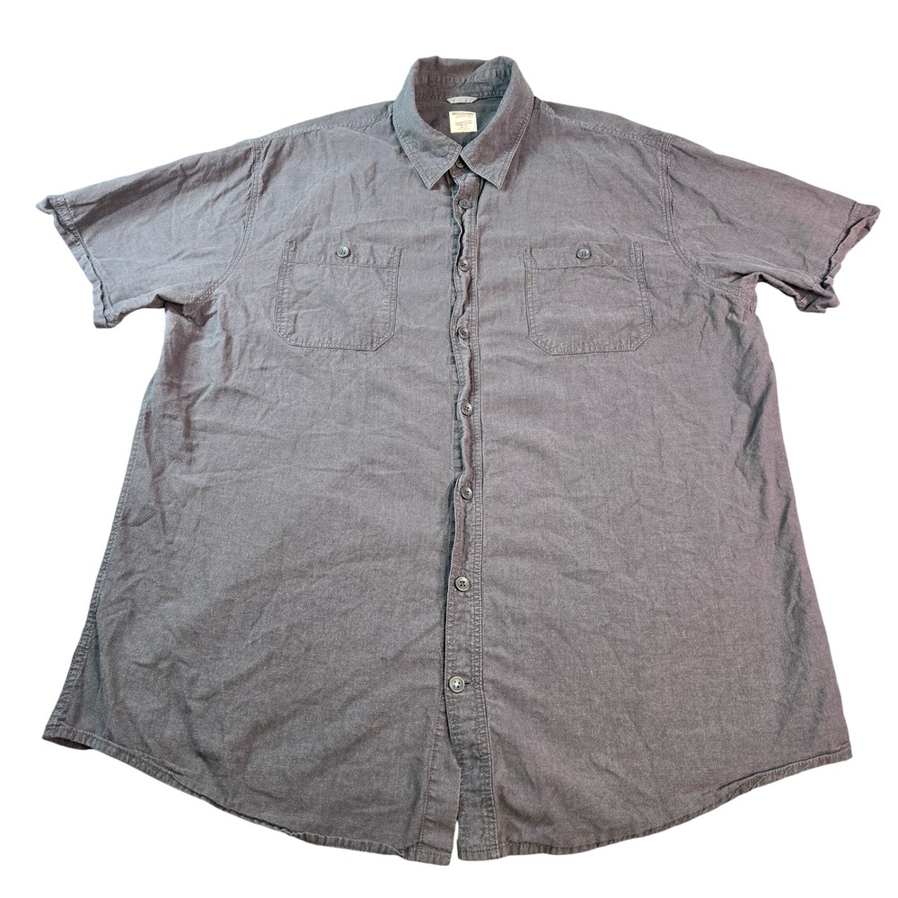 Mossimo Supply Co Men XL Gray Cotton Short Sleeve Button Down Shirt Athletic Fit